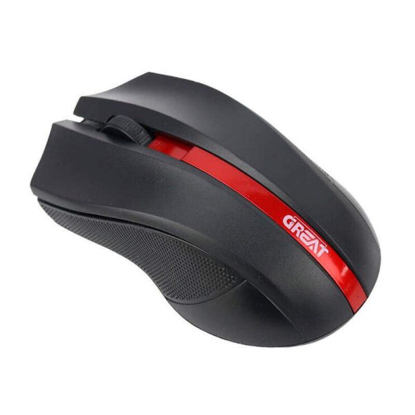 موس بی سیم برند گریت Great مدل GR - W950 مشکی قرمز ا Gaming mouse